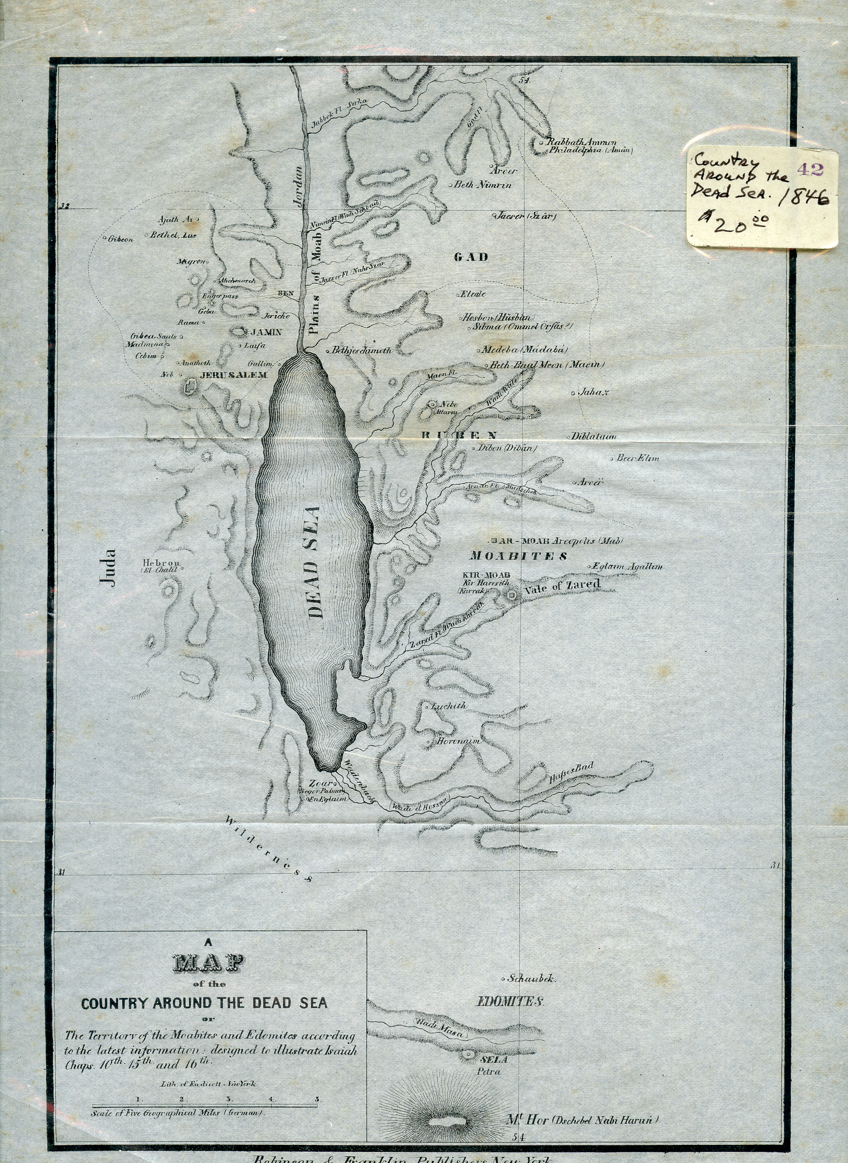 1846 A Map of the Country around the Dead Sea