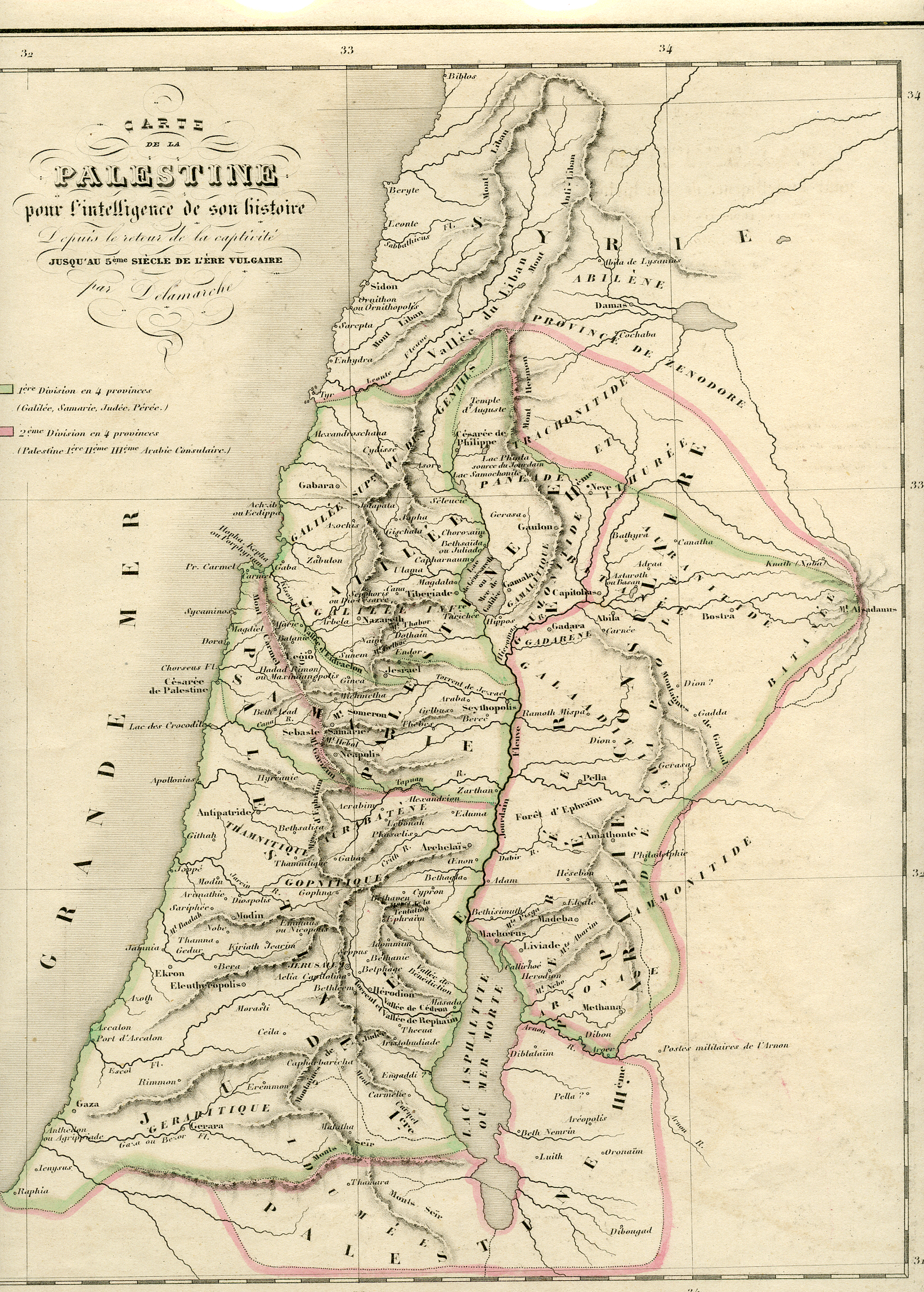 1855 Carte de la Palestine C.A. 5th Century
