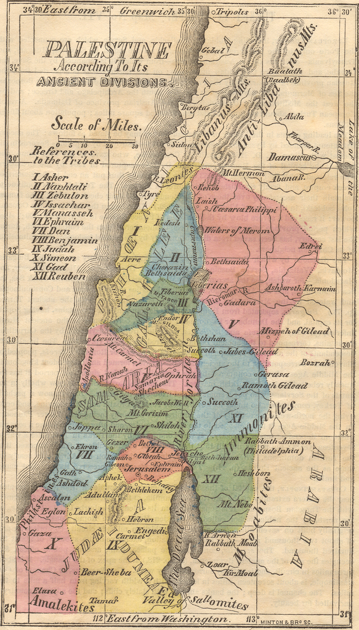 1856 Palestine According to Its Ancient Divisions