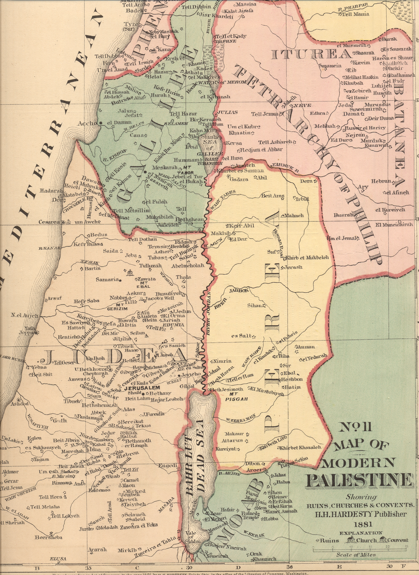 1881 Map of Modern Palestine (Hardesty's Atlas)