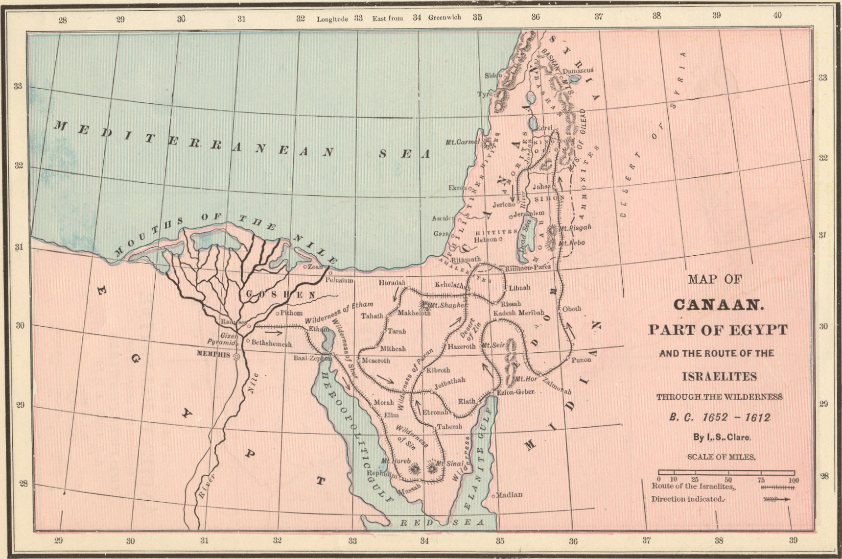 1889 Map of Canaan Part of Egypt