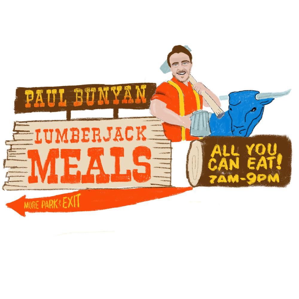 Nick as Wisconsin Dells icon, Paul Bunyan.