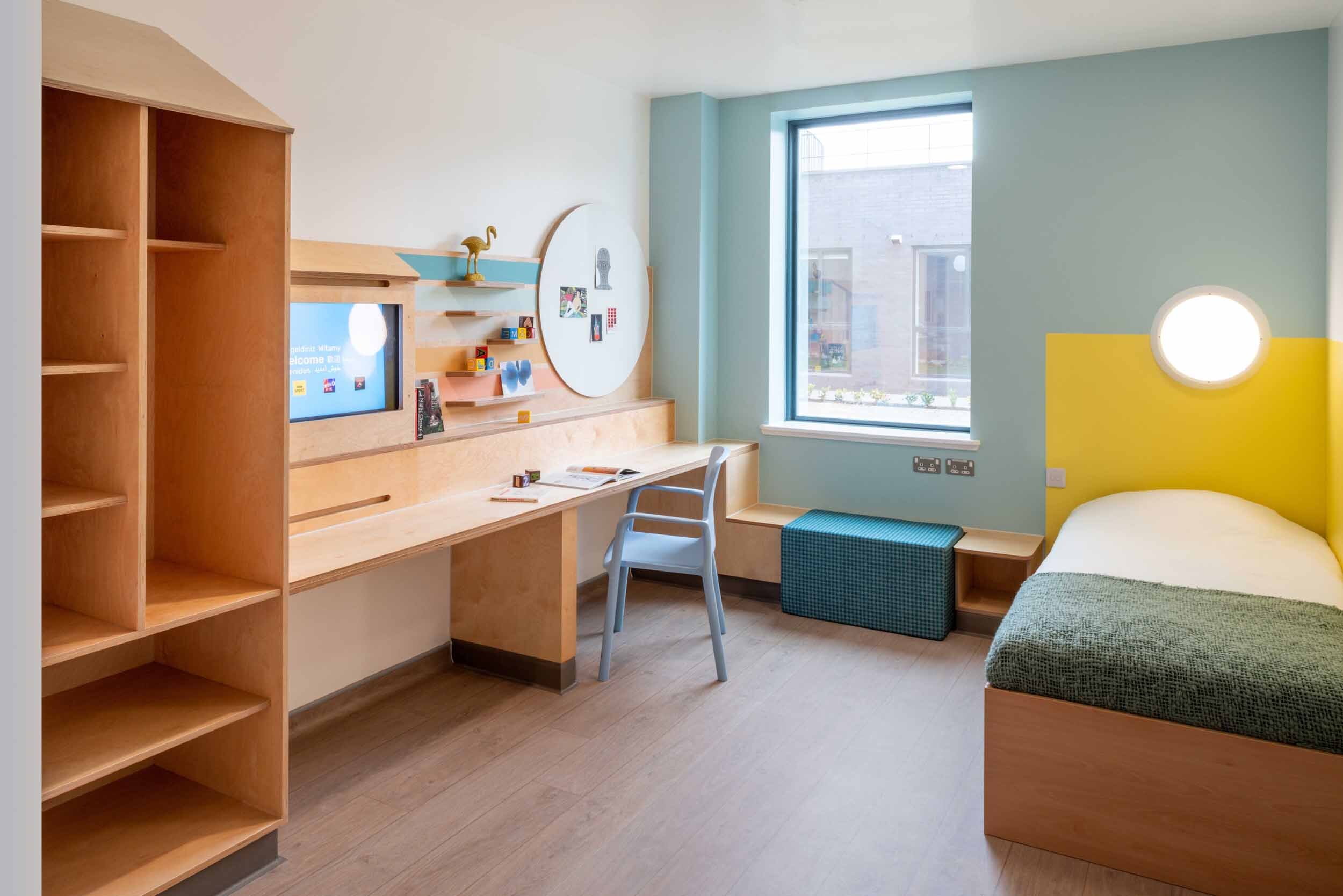  CAMHS bedroom, Royal Hospital for Sick Children and Young People. Projects Office 
