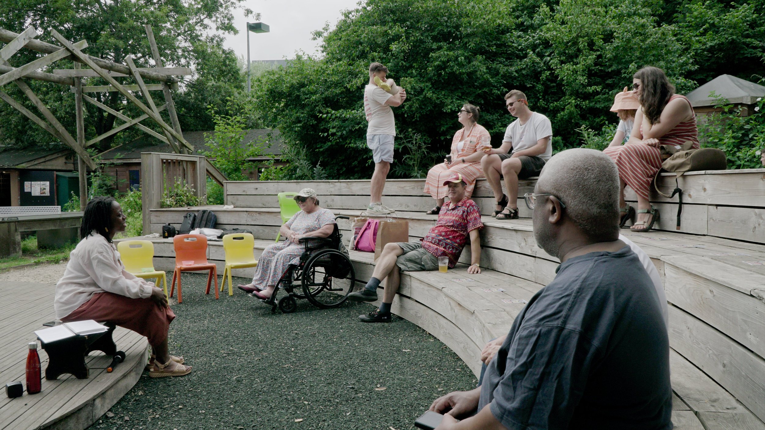 Leeza Awojobi poetry reading at Windmill City Farm, June 2025. Photo © Oliver Thistlewood, Crockshock Productions