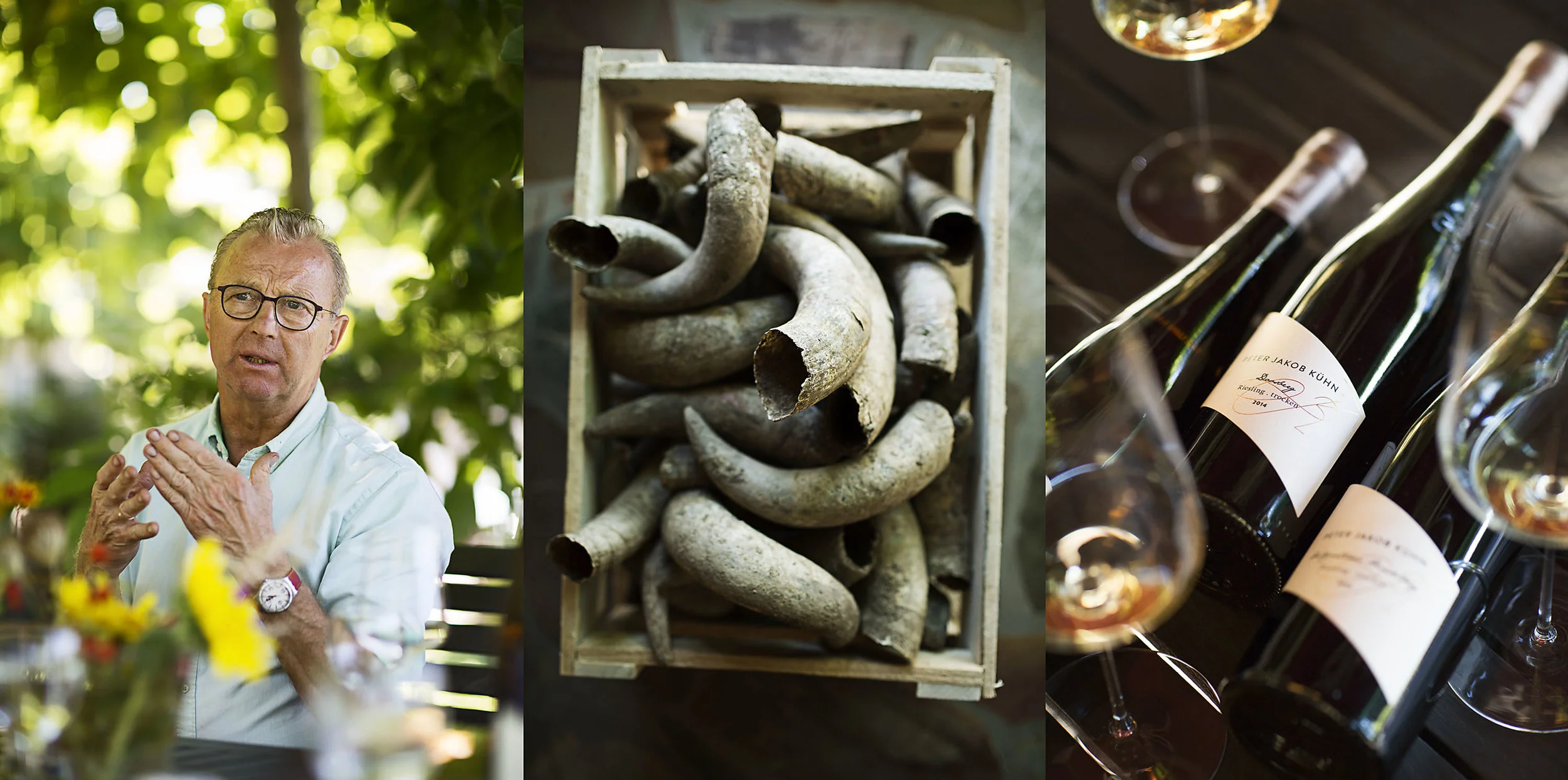 Weingut Peter Jakob Kühn. Es galt das universelle, allumfassende antoposophische Konzept des Weinmachens in Bildern eingefangen. Ein sonniger Tag im Frühling, Zeit für Gespräche, eine intensive Begegnung.