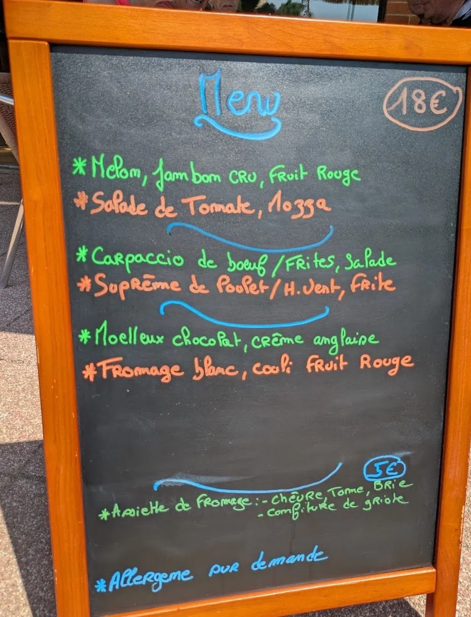 menu ardoies Anjou Golf & Country Club 18€ en semaine, 26€ en weekend