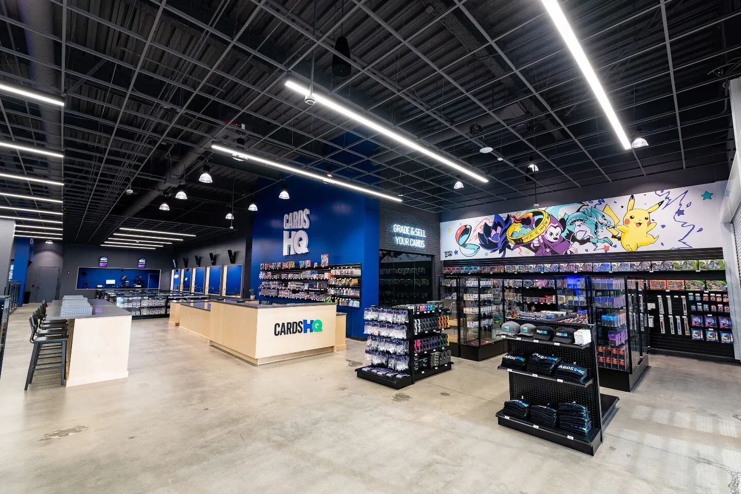 Our team had a tremendous time creating a one-of-a-kind 14,000 square-foot shop that redefines the card collector's experience. The final design of @cardshqshop encapsulates a bespoke &quot;e-sports&quot; arena vibe, blending professional artwork ins
