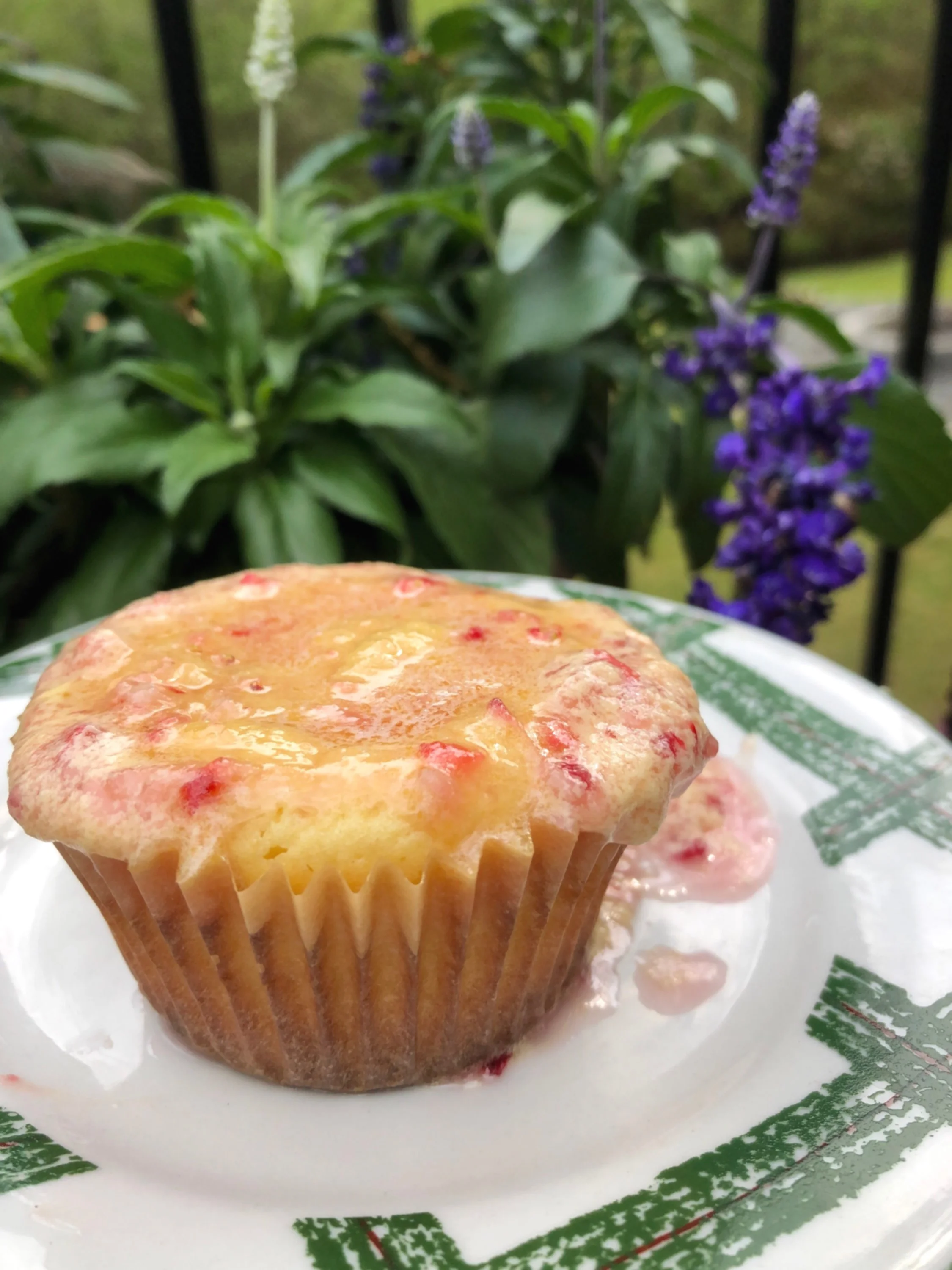 Lemon Yogurt Muffins with Strawberry Glaze