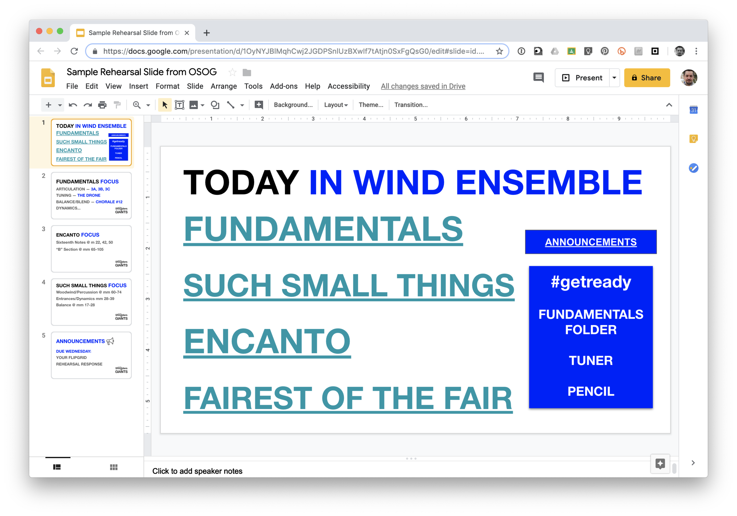 Rehearsal Slide [Redesign], Part I