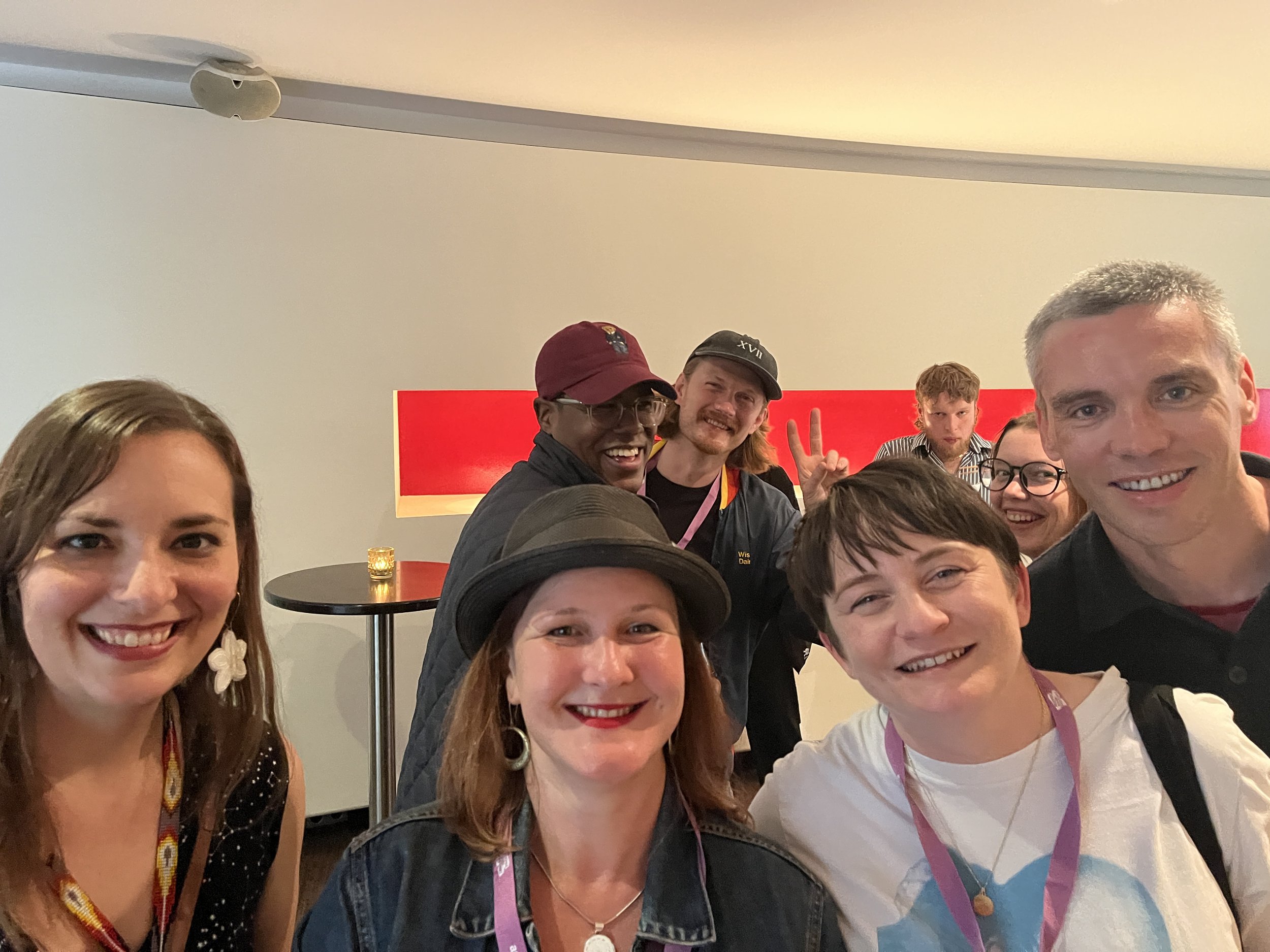  Amie Therrien (Executive Director, MMF Canada), Annabella Coldrick (MMF UK), Maggie Smith - (AAM (Assocation of Artist Managers - Australia)), and mission delegates Omar Lodge, Noah Derkson, and Jenn Doerkson. 
