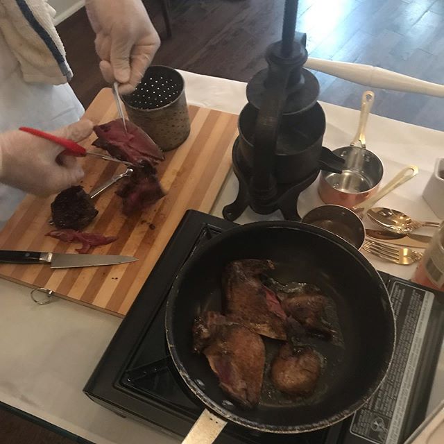 Table side woodcock from Scotland, sauce made in the quail presse