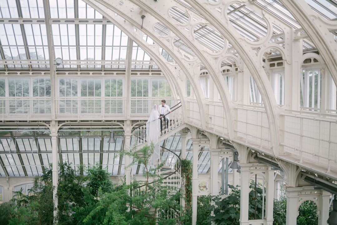 Hannah and Nick up above the canopy at @kewevents.​​​​​​​​​
I've shot weddings all over the world but there's something truly magical about capturing a couple's first few moments as newlyweds with @kewgardens&rsquo; magnificent Palm House as the back