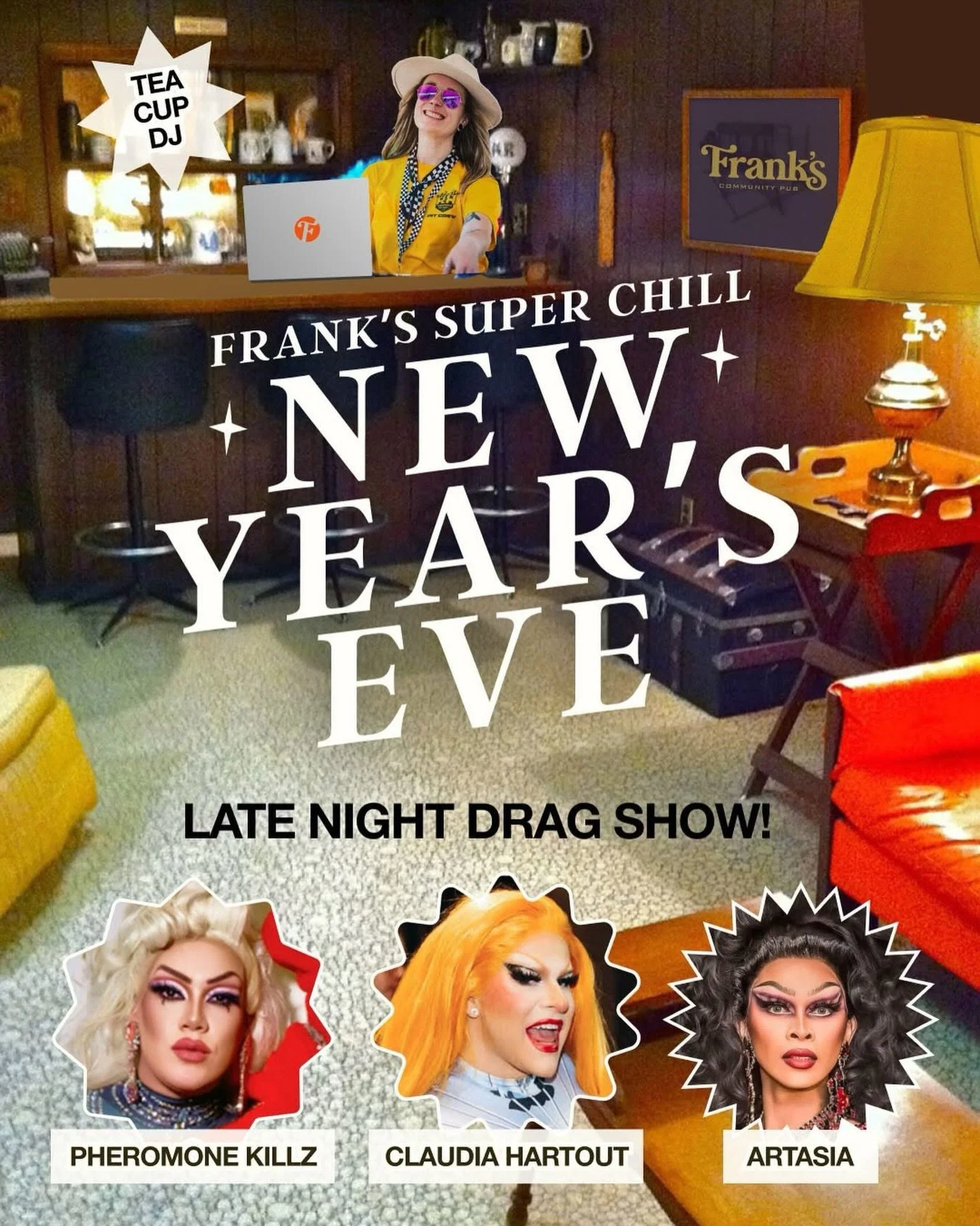 Not into big New Year&rsquo;s Eve blowouts? Same here.
We&rsquo;re keeping it easy this year. No fancy outfits, no decorations, and absolutely no tickets required.

Join us for Frank&rsquo;s Super Chill New Year&rsquo;s Eve! Casual dress code, relaxe