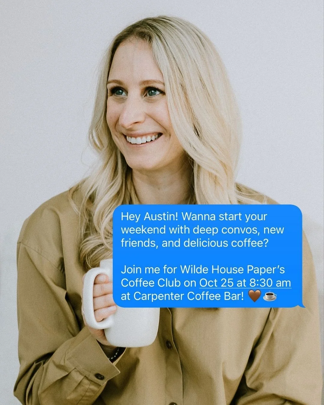 Imagine: you buy a ticket because your heart says YES, even though there&rsquo;s nerves fluttering.

On the morning of the Coffee Club, you drive to The Carpenter Hotel. It&rsquo;s a gorgeous autumn day in Austin, sunlight streaming through the trees