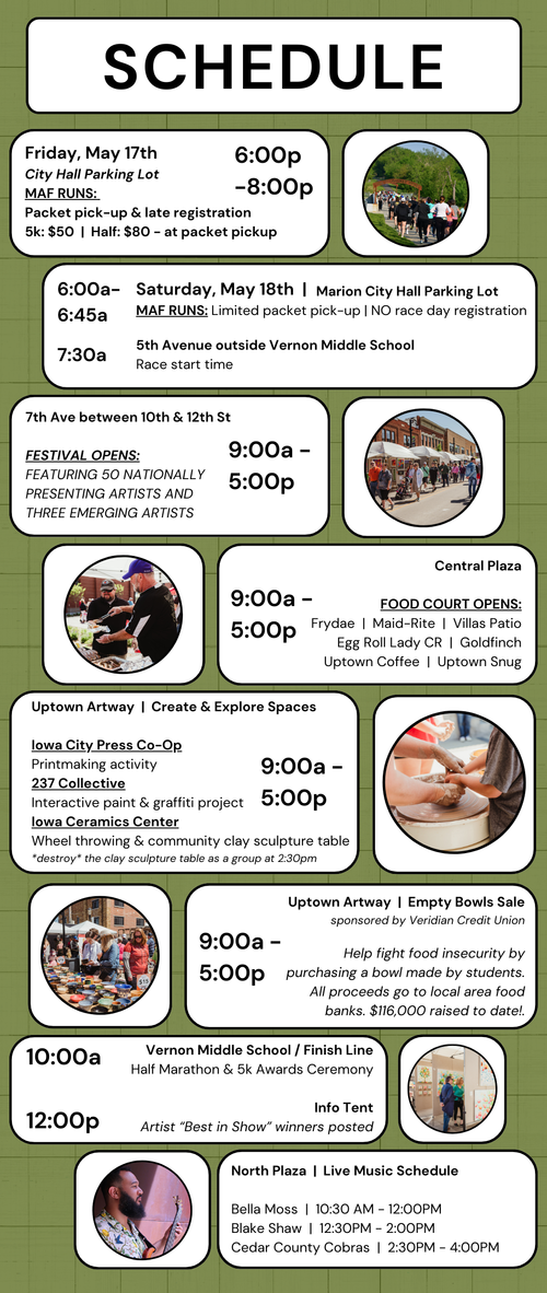 Schedule — Marion Arts Festival