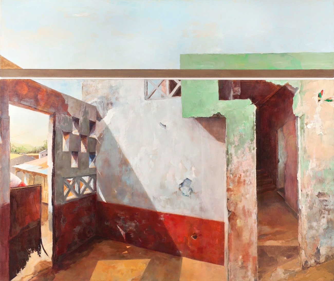   Naima Exits,  2011 oil on linen, 76 x 88 in 