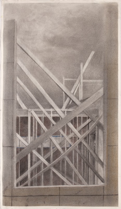   Beginning Again,  2014 graphite on paper, 26 x 14 in 
