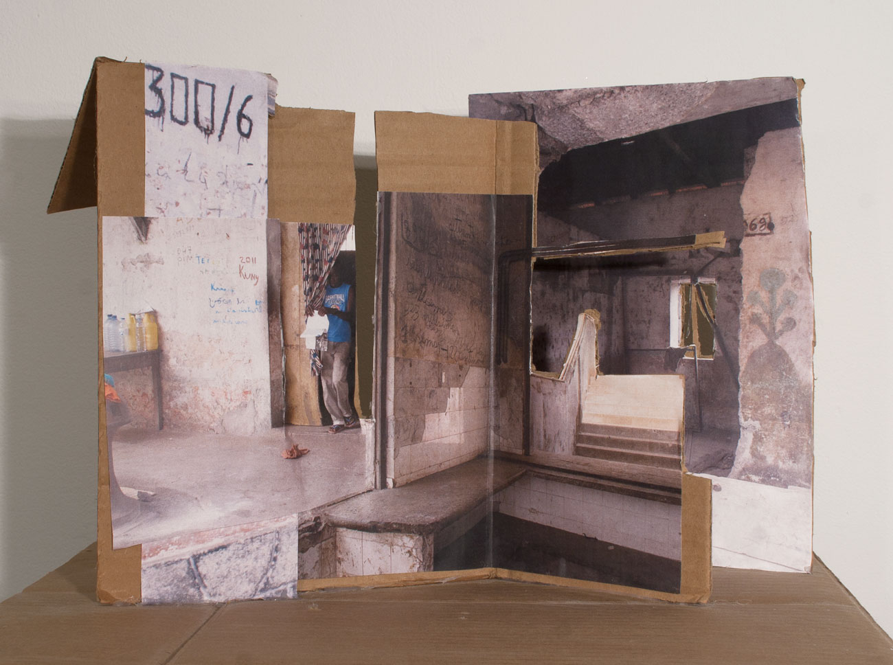 Kito at Home, Model , 2011 collage on cardboard, 11 x 17 x 14 in
