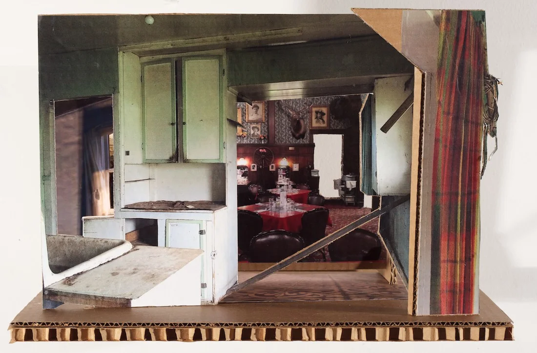 Ulm 2 (Irma's Dining Room) , 2015 collage & on cardboard, 12 x 18 x 10 in