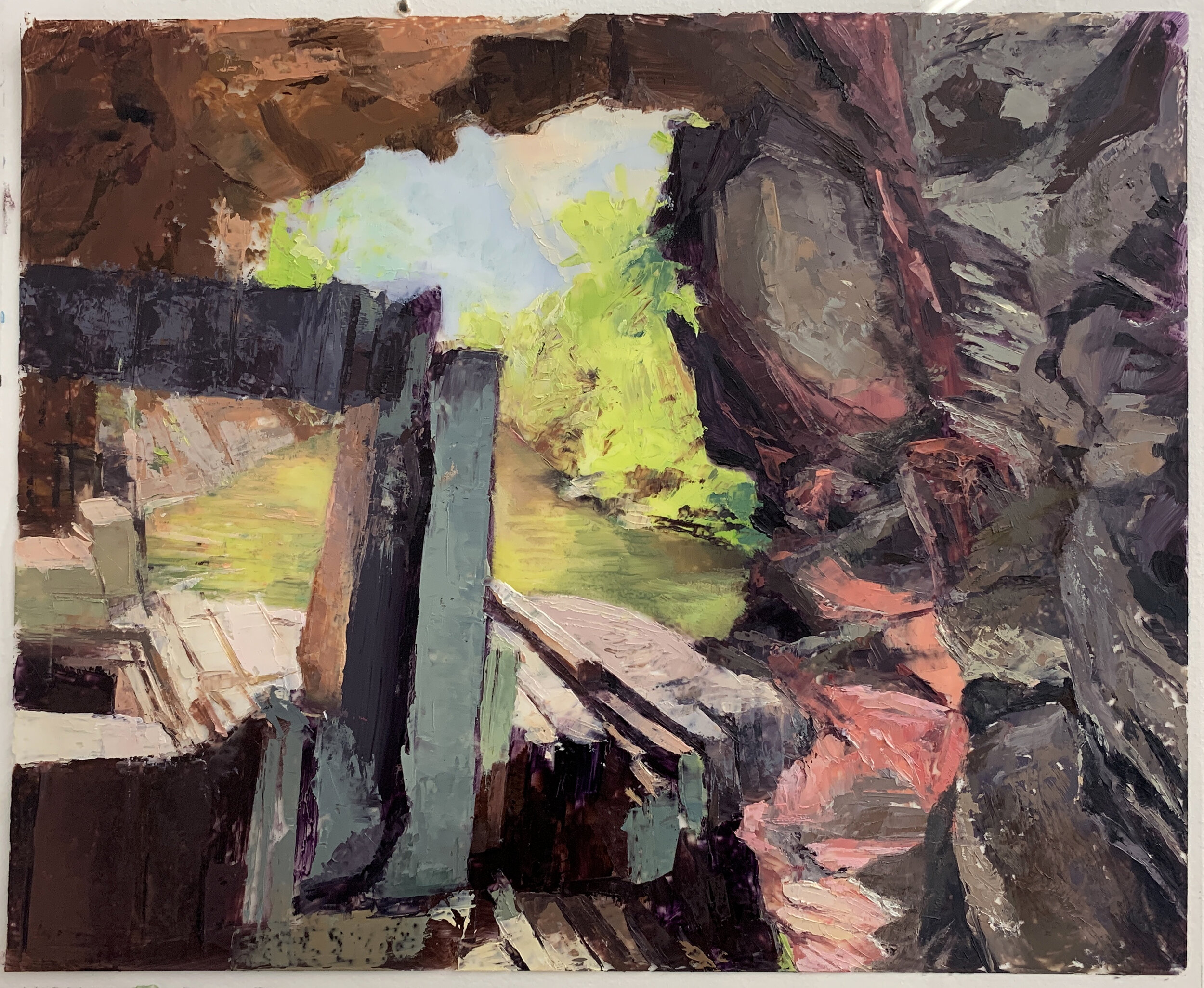   Trang An Grottoes , 2019 Oil on dura-lar, 12 x 14 in 