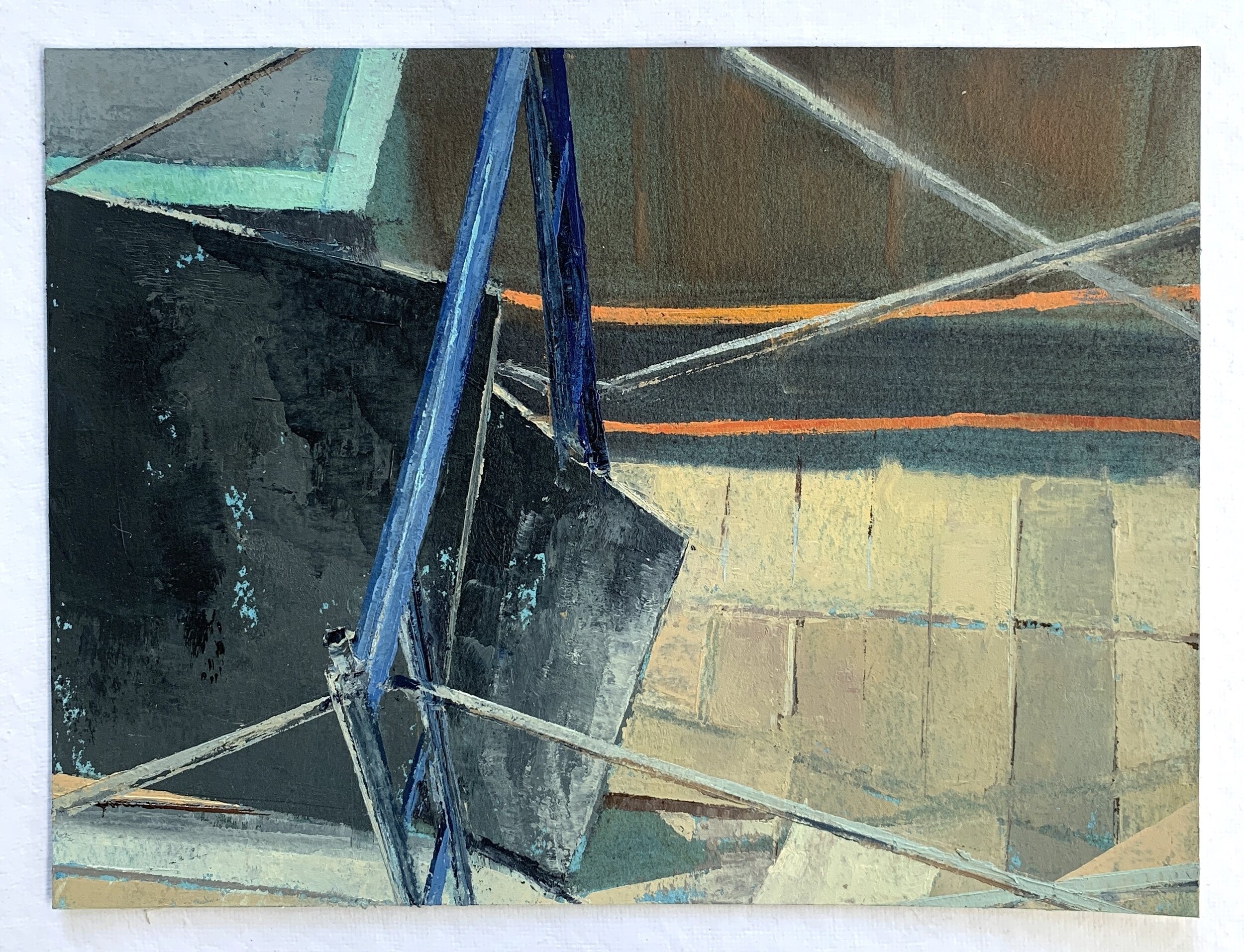  Scaffold Down, 2018 oil on paper, 6 x 8 in 