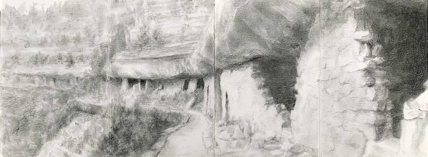   Walnut Canyon, 12th century , 2019 graphite on paper, 6 x 16 in 