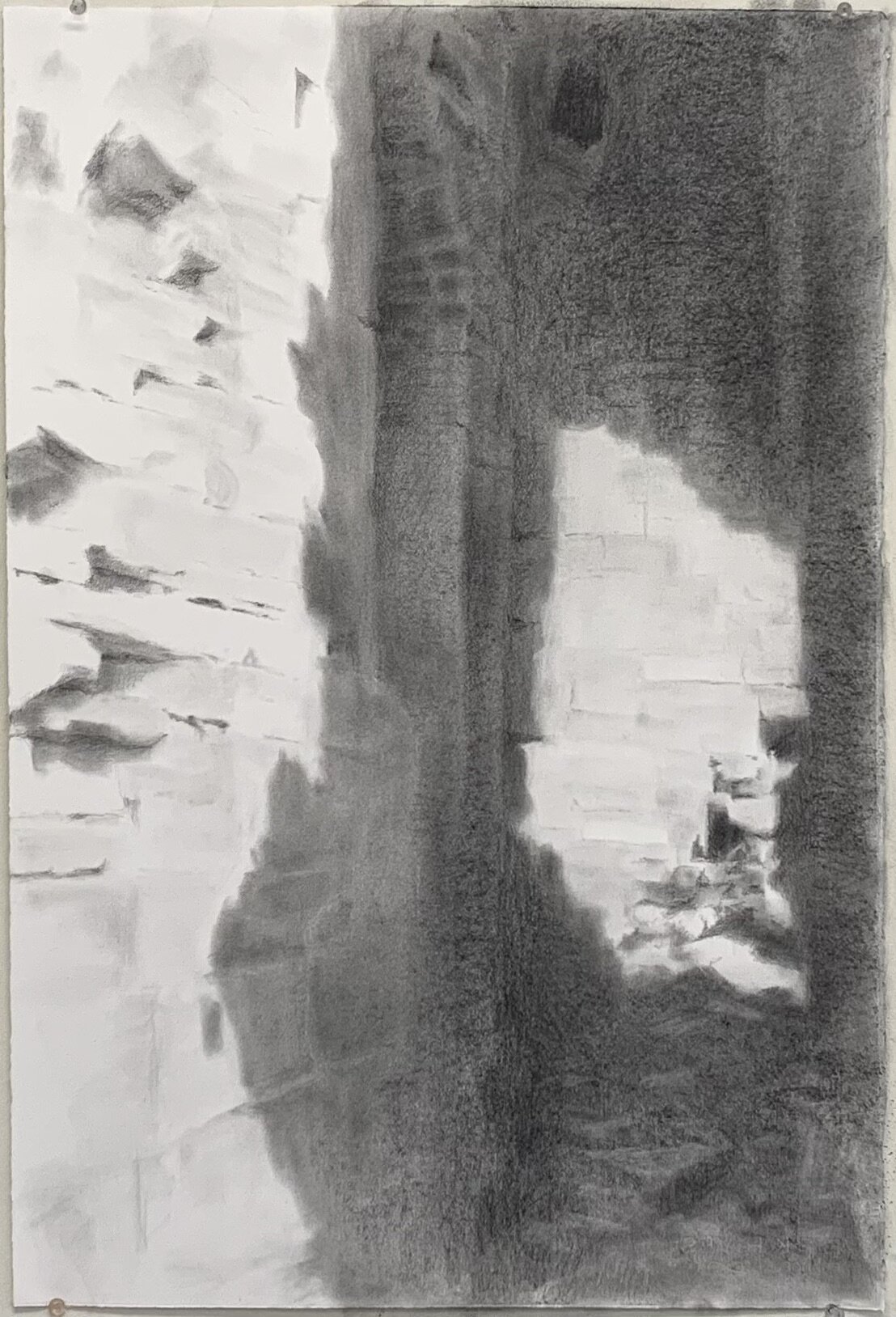   Dunamase 2 , 2019 graphite on paper, 30 x 20 in 
