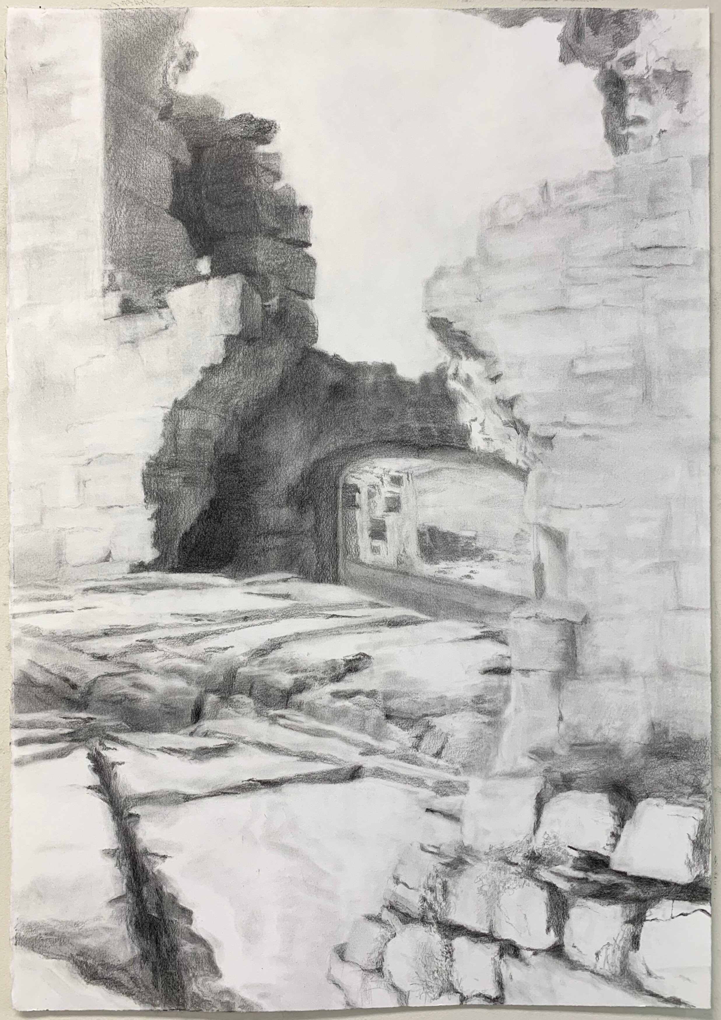   Dunamase 3,  2019 graphite on paper, 30 x 22 in 