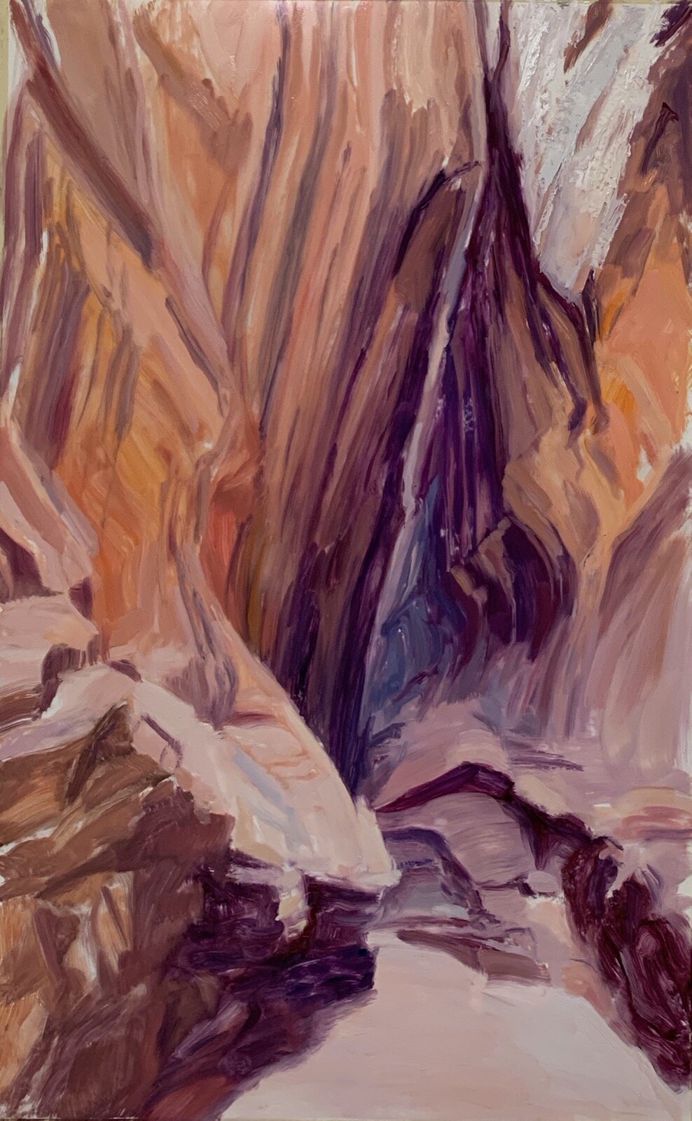   Singing Canyon , 2020 oil on dura-lar, 40 x 25 in 
