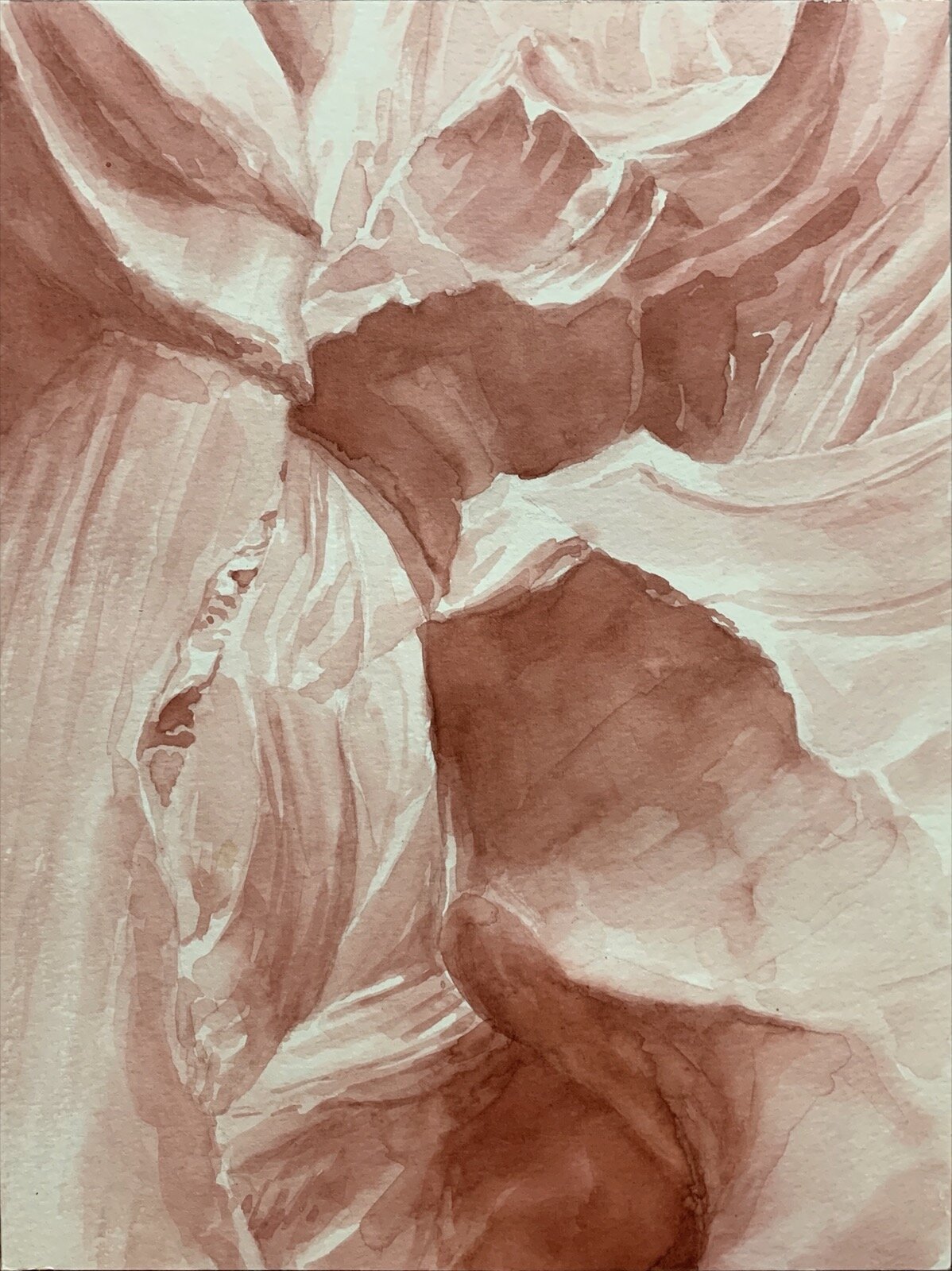   Antelope Canyon,  2020 avocado ink on paper, 12 x 9 in 
