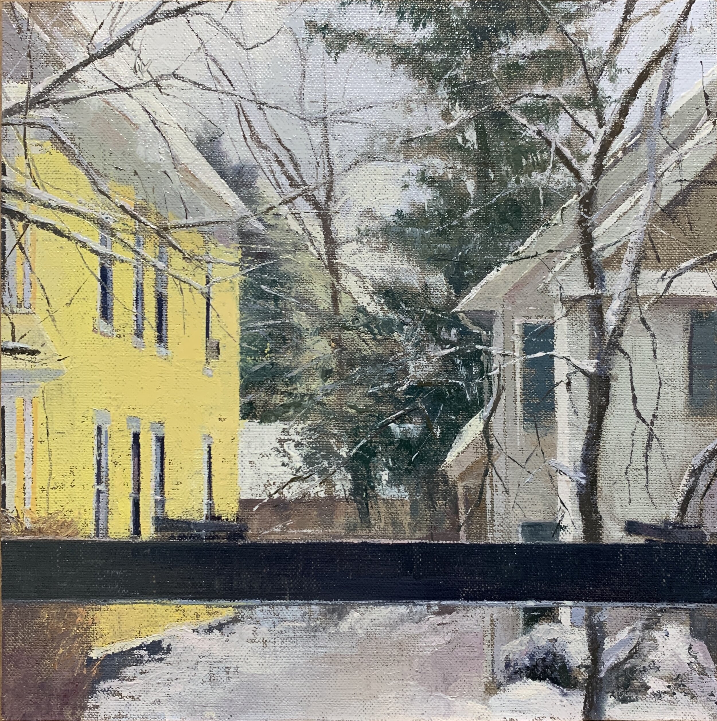   Neighbors, Winter 3,  2021 oil on linen on panel, 10 x 10 in 