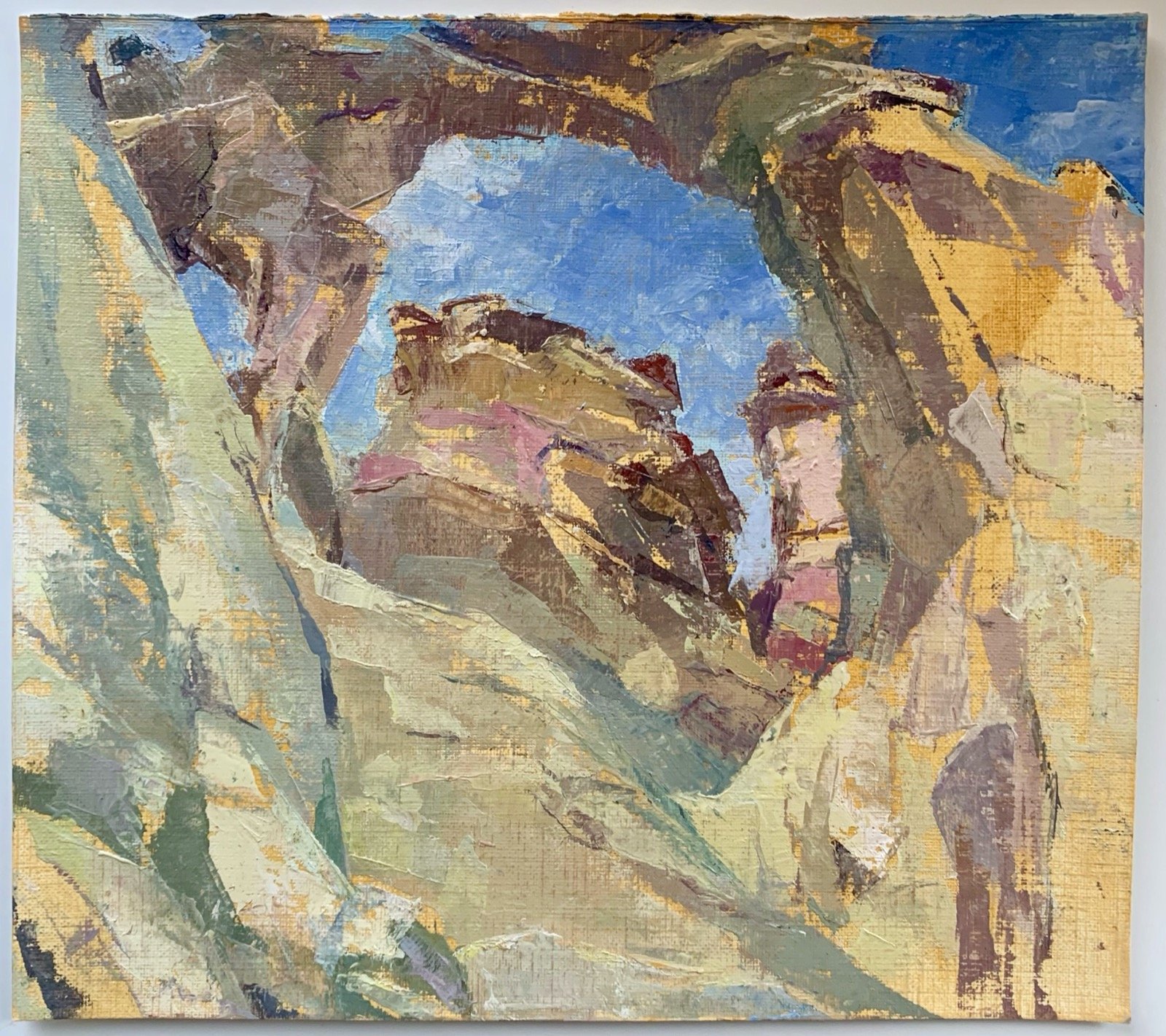   Grosvenor Double Arch , 2021 oil on paper, 6 x 7 in 