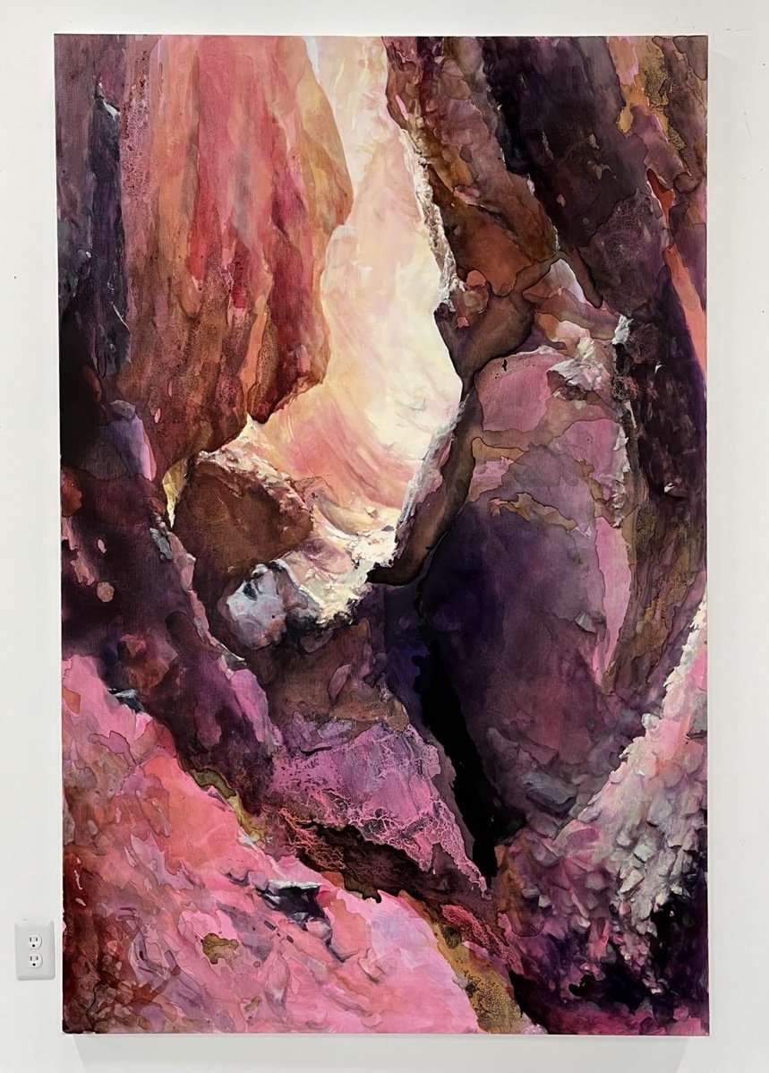 Sidewinder , 2024 natural & synthetic inks and oil on linen 80 × 50 in