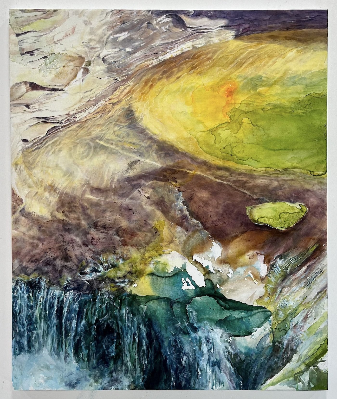Emerald Pool (Watkins Glen) , 2024 natural & synthetic inks and oil on linen 48 × 42 in