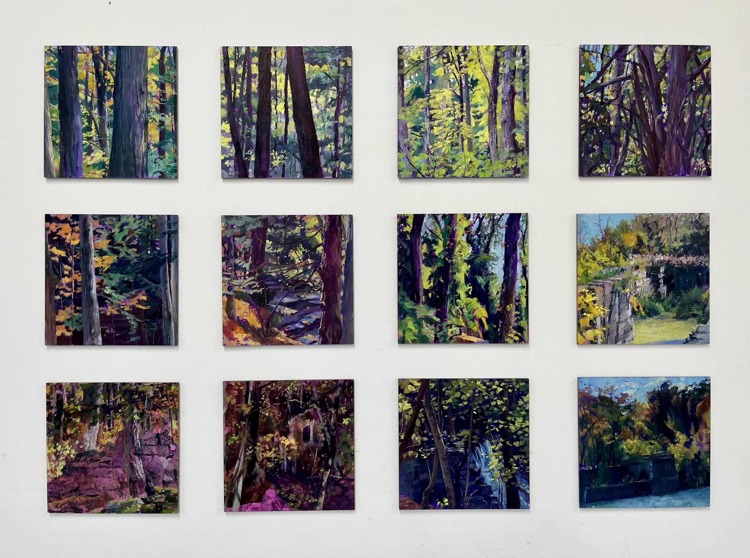   Post-Industrial Landscapes, Selection , 2025 oil on panel 6 × 6 in each 