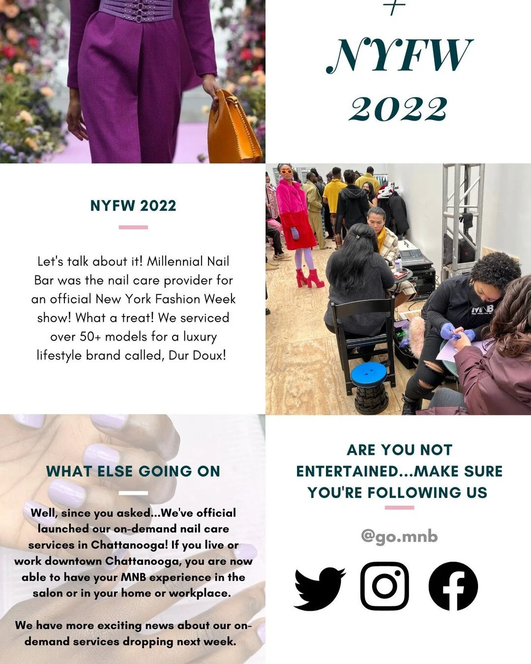 We Did Something Major ✨

Well, since you asked...We've official launched our on-demand nail care services in Chattanooga! If you live or work downtown Chattanooga, you are now able to have your MNB experience in the salon or in your home or workplac