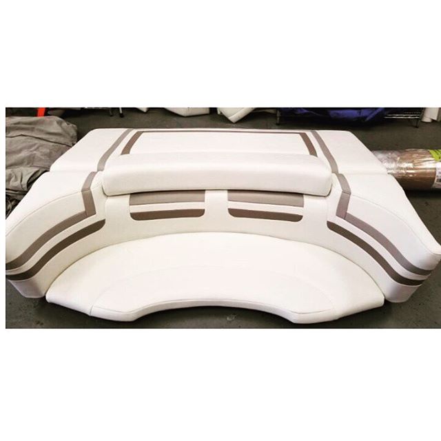 This giant sun deck and seat took hours and hours of patience, precision and skill to complete and Travis knocked it out of the park! The customer couldn&rsquo;t have been happier. Great job @tamic1 #formulaboats #customupholstery #battenthehatchesnj