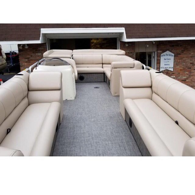 A fresh new look on this pontoon boat. New Compass flooring supplied by @miamicorp, installed by us along with all new upholstery crafted by us. #customupholstery #miamicorp #playbuoy #lakehopatcong #spartanj #jeffersonnj #battenthehatchesnj