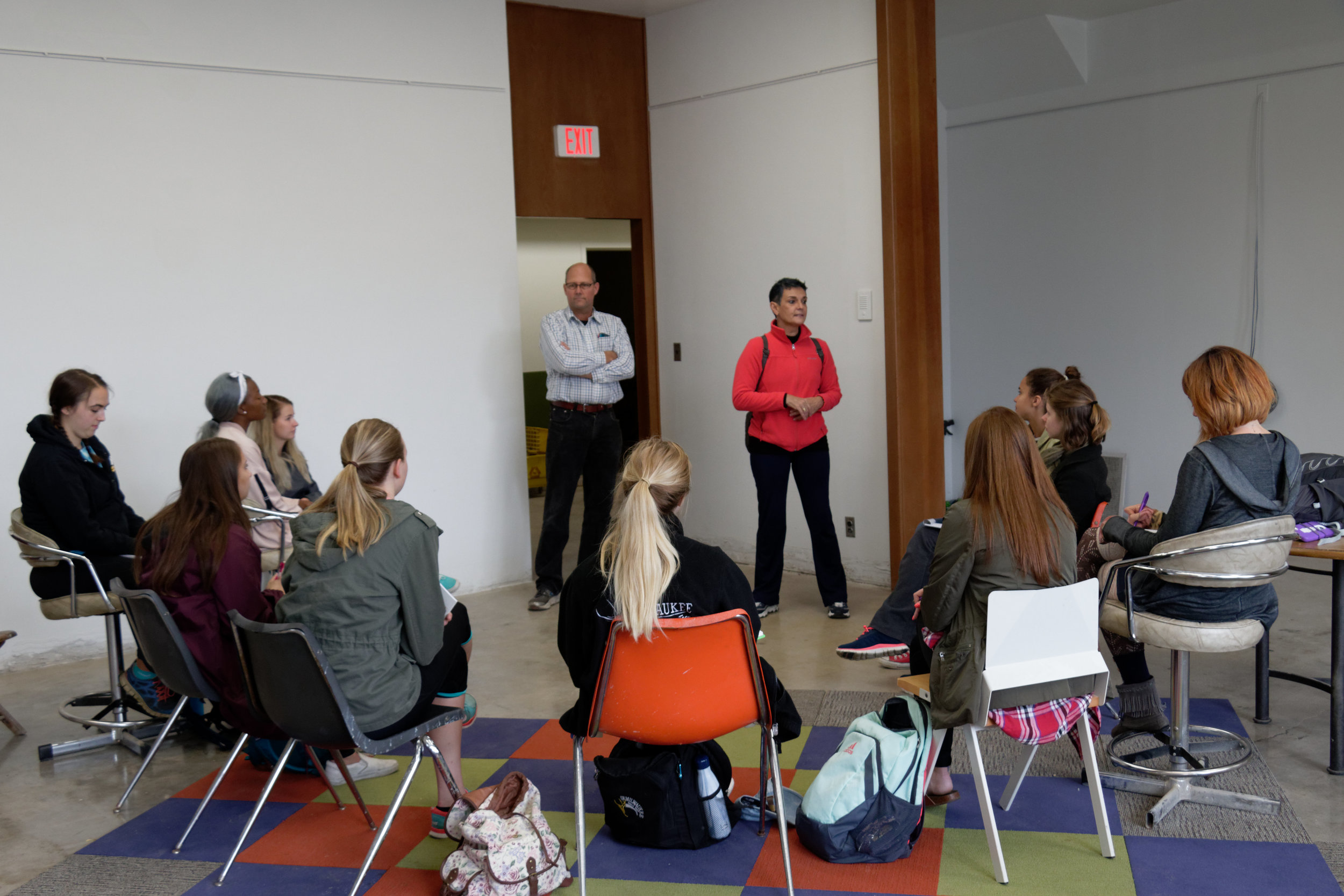 Dancers at the Finnie Library in Sherman Park with Professor Simone Ferro.