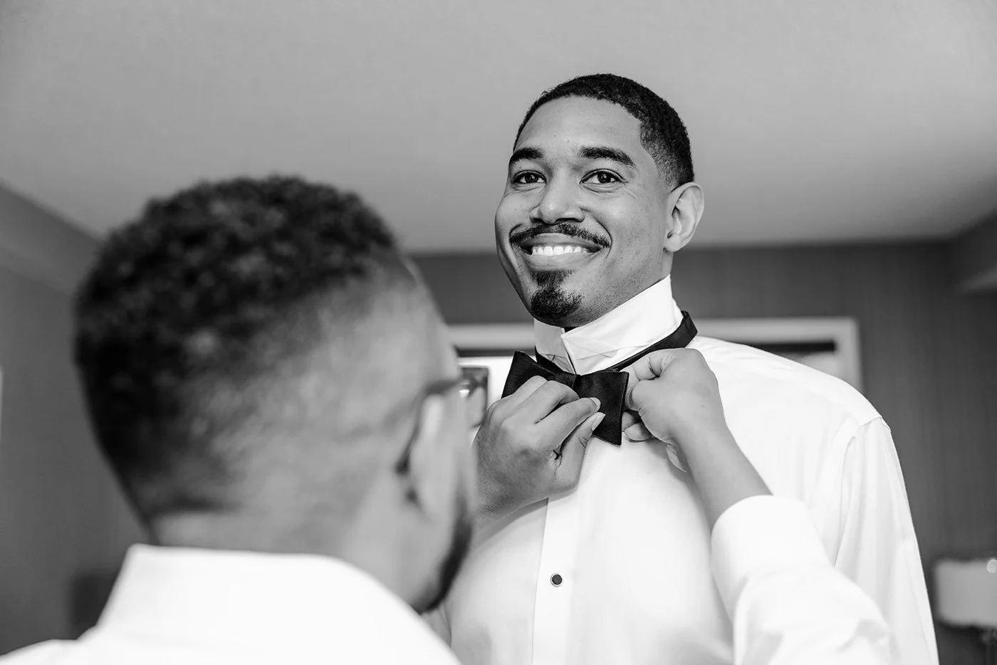 Groom getting ready for his wedding at the Chicago Cultural Center