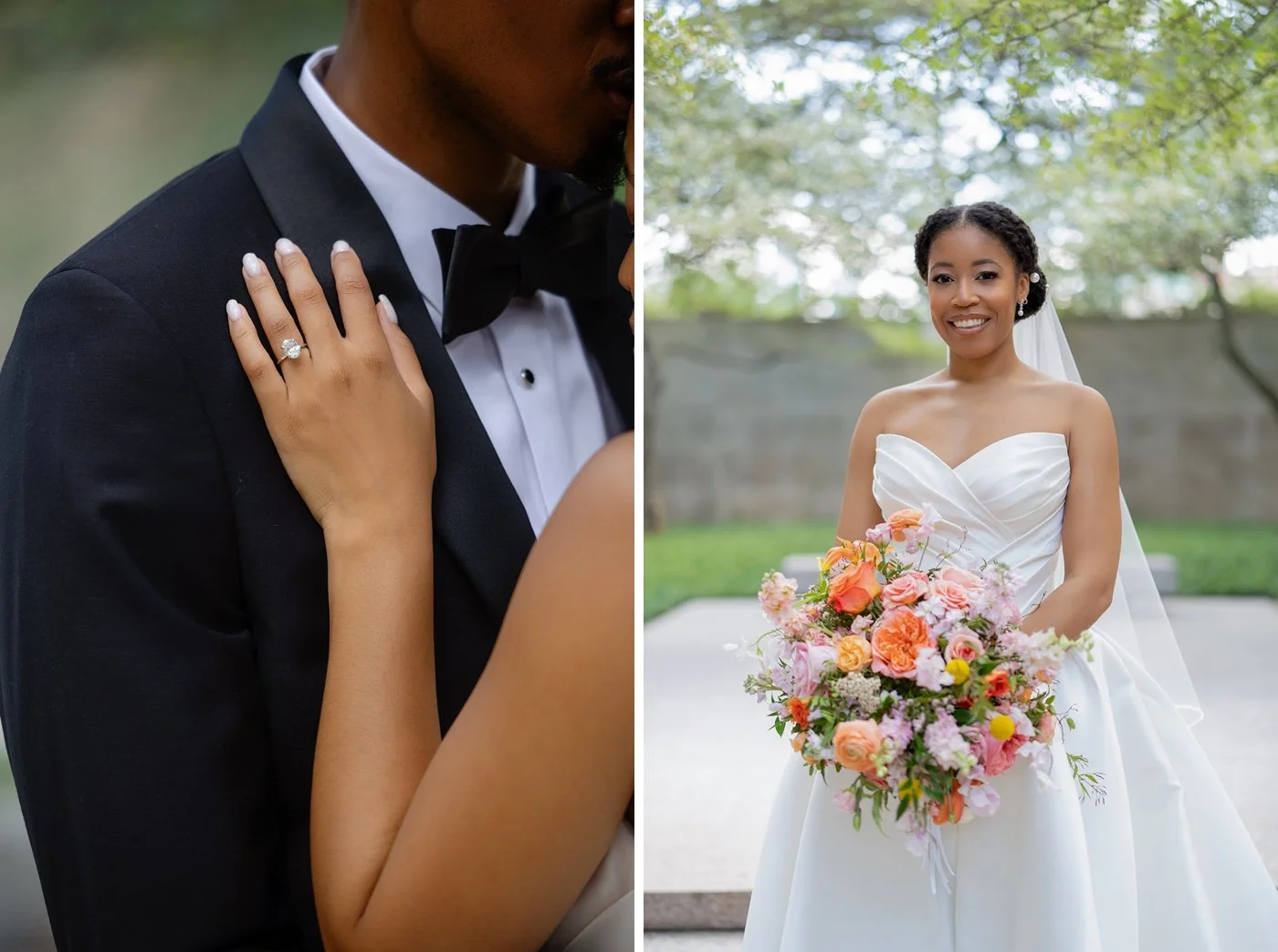 Orange, lavender, and pink bridal bouquet by Yanni Design Studio 
