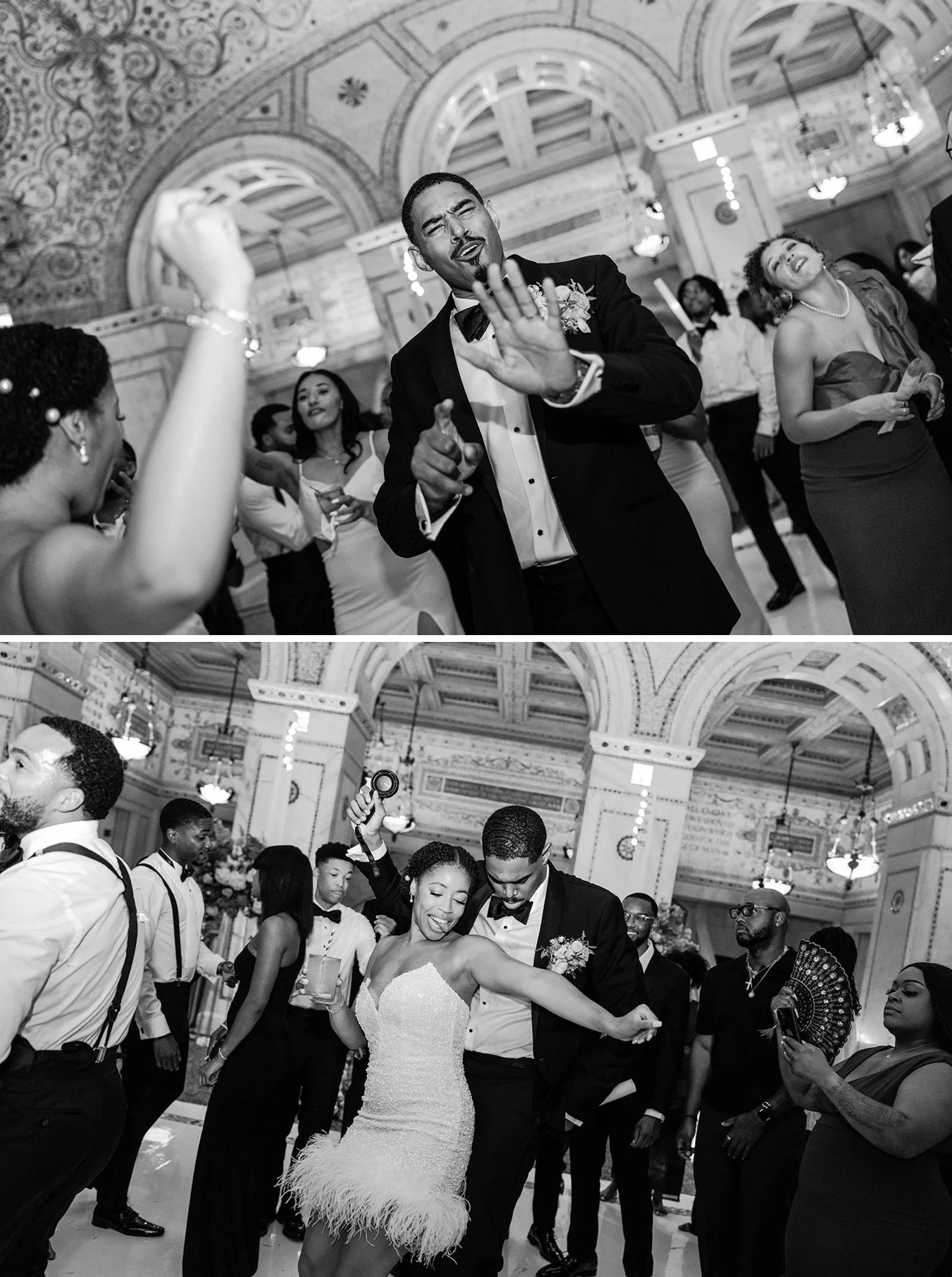 Bride and groom dancing at their wedding reception