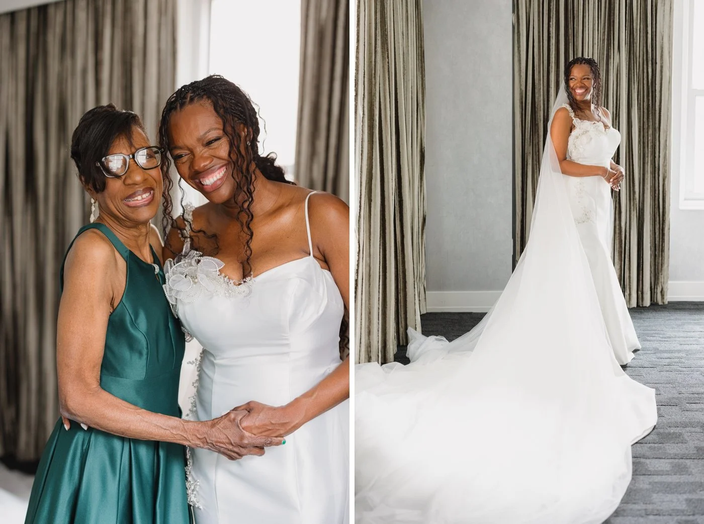 Bride getting ready for her wedding at the Midland Hotel