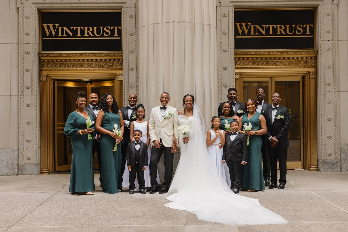 Wedding party portraits in Downtown Chicago