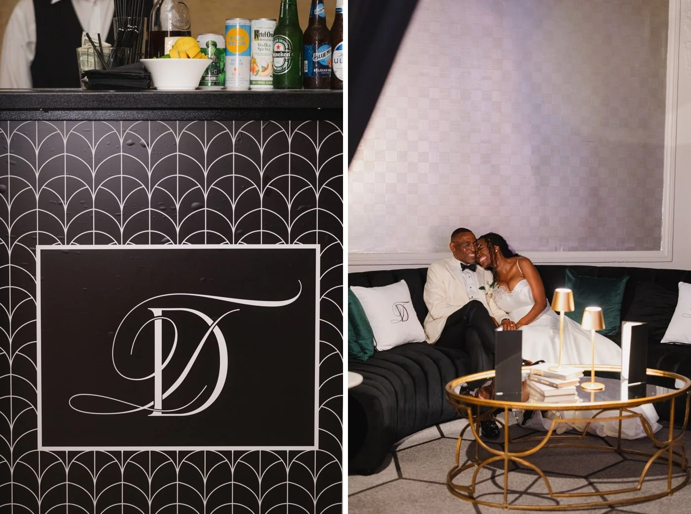 Bar with a custom vinyl wrap at a Chicago wedding