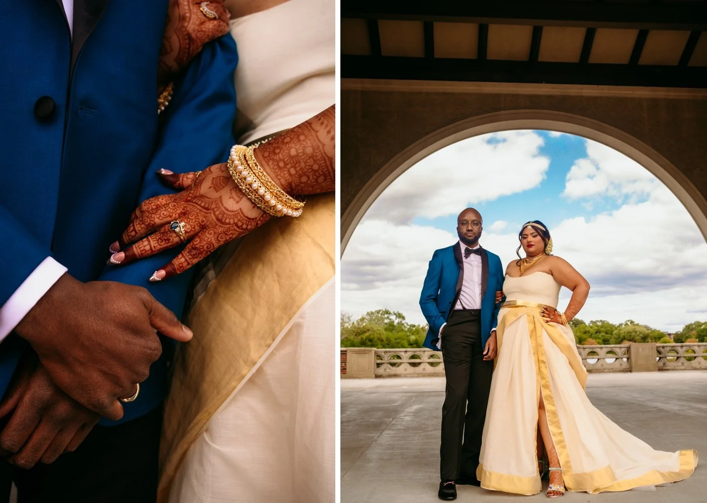 Bride with henna and gold bangles