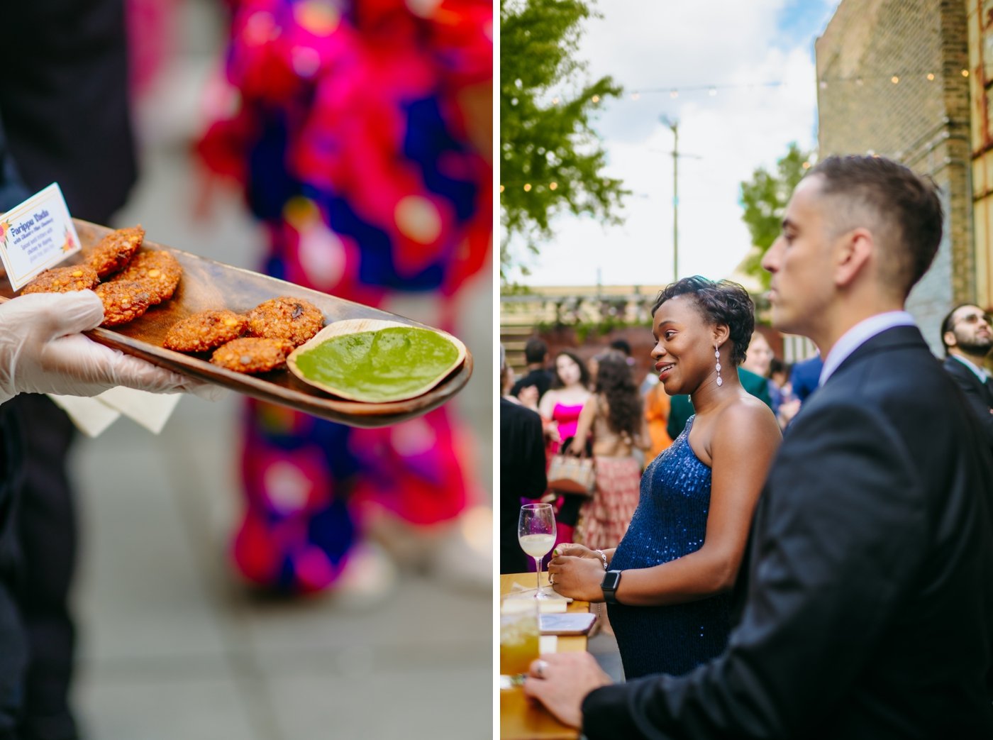 Cocktail hour at The Joinery, a Chicago wedding venue