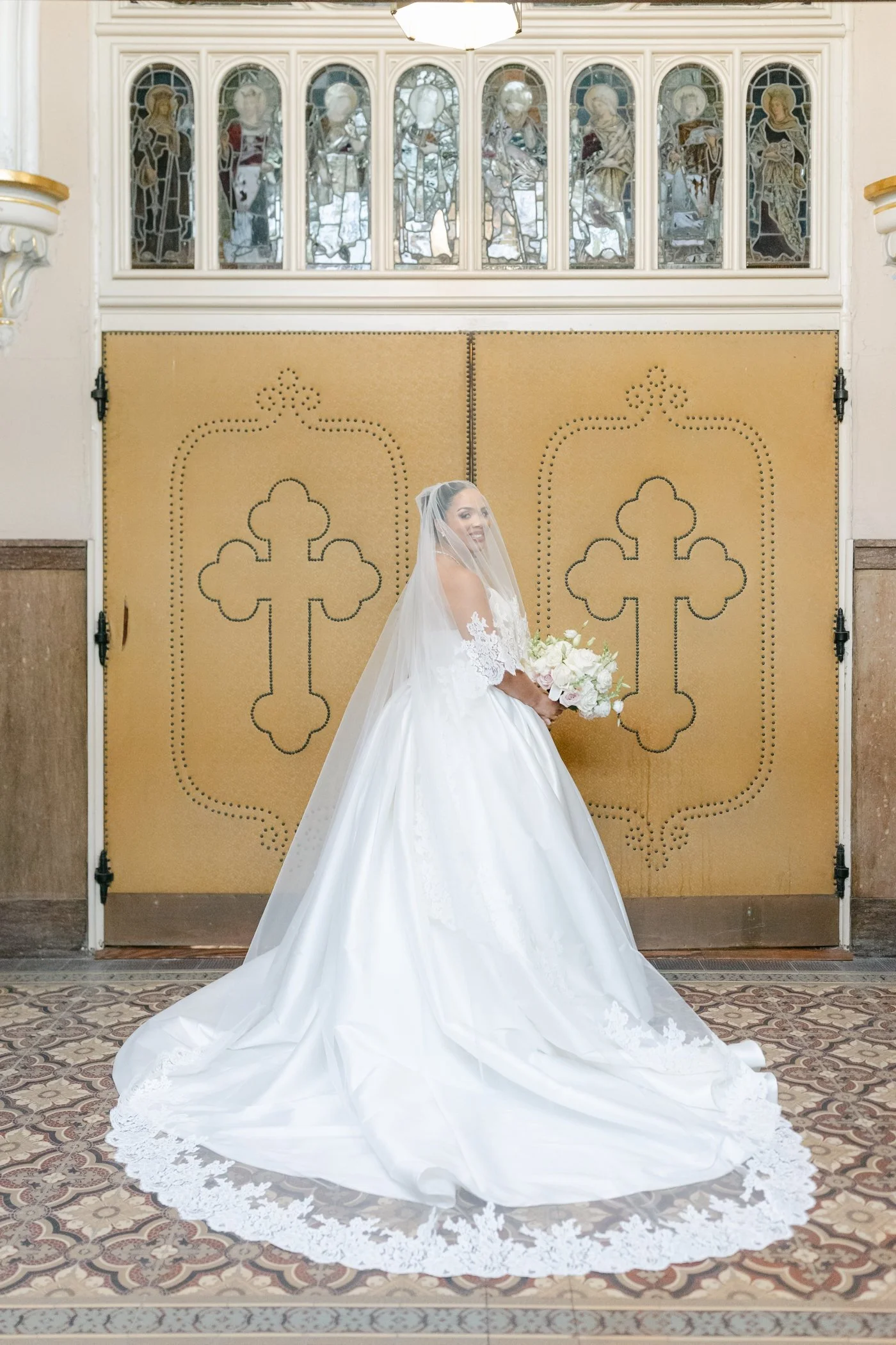 Bride at St. Michael Church in Old Town Chicago