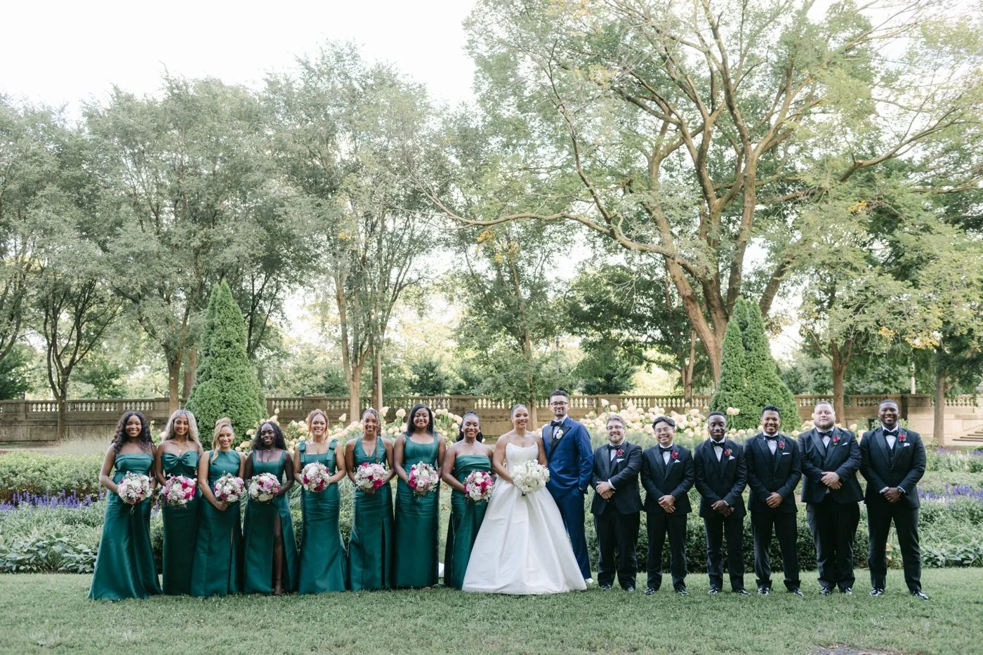Bridal party portraits in Millennium Park