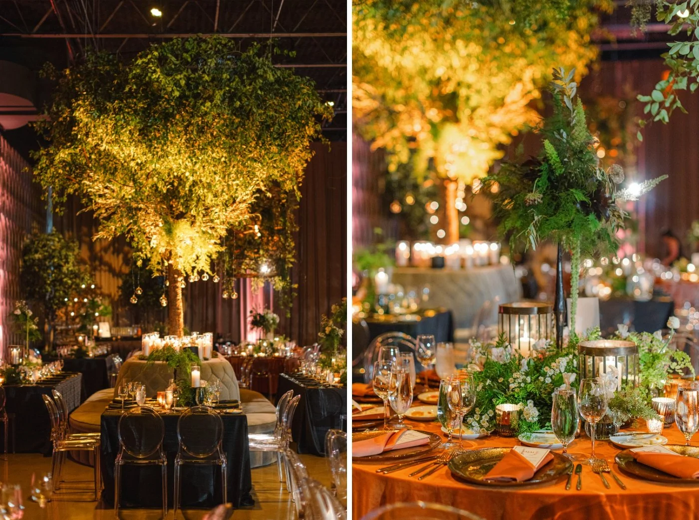 Indoor tree wedding decor by Kehoe Designs